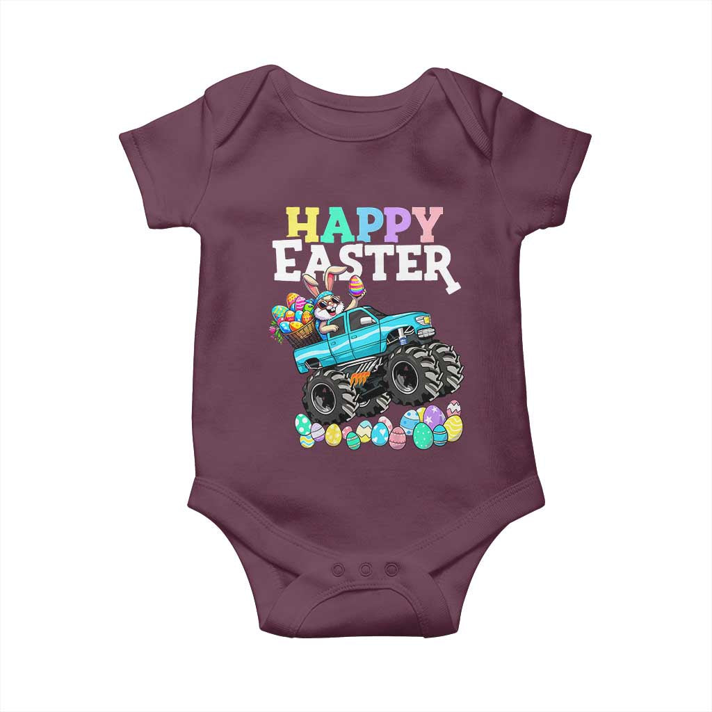 Boys Happy Easter Bunny Monster Truck Baby Onesie Eggs Cool Rabbit Car Lovers Toddler - Wonder Print Shop