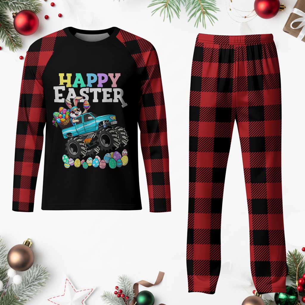 Boys Happy Easter Bunny Monster Truck Plaid Pajama Set Eggs Cool Rabbit Car Lovers Toddler - Wonder Print Shop