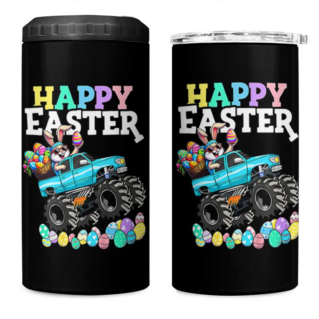 Boys Happy Easter Bunny Monster Truck 4 in 1 Can Cooler Tumbler Eggs Cool Rabbit Car Lovers Toddler - Wonder Print Shop