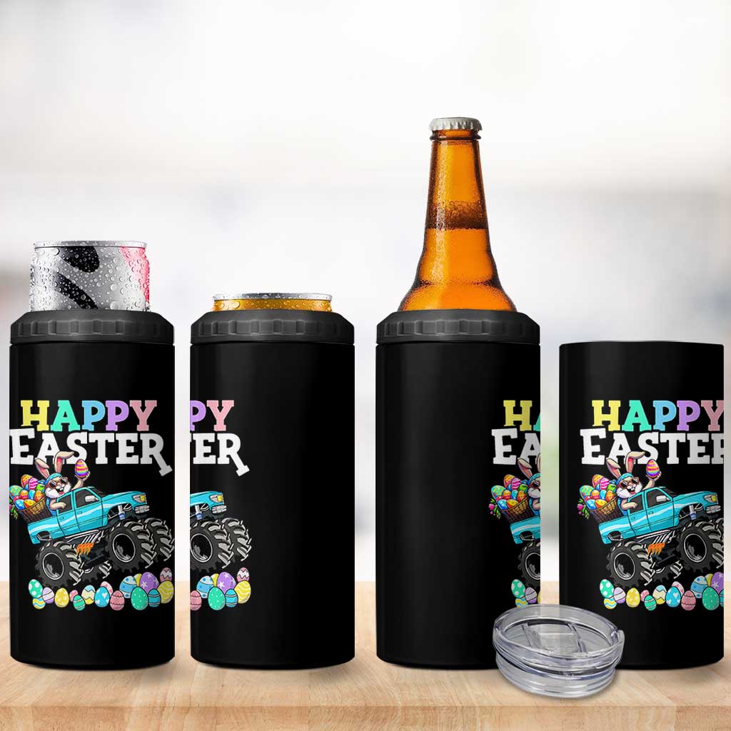 Boys Happy Easter Bunny Monster Truck 4 in 1 Can Cooler Tumbler Eggs Cool Rabbit Car Lovers Toddler - Wonder Print Shop