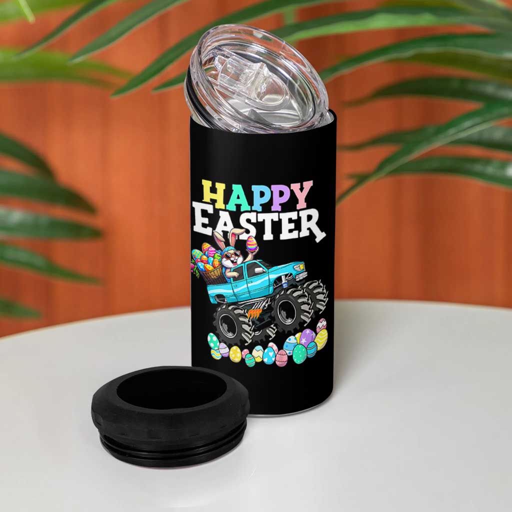 Boys Happy Easter Bunny Monster Truck 4 in 1 Can Cooler Tumbler Eggs Cool Rabbit Car Lovers Toddler - Wonder Print Shop
