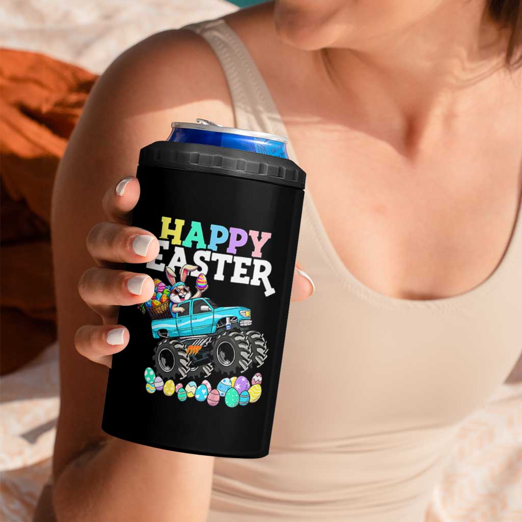 Boys Happy Easter Bunny Monster Truck 4 in 1 Can Cooler Tumbler Eggs Cool Rabbit Car Lovers Toddler - Wonder Print Shop