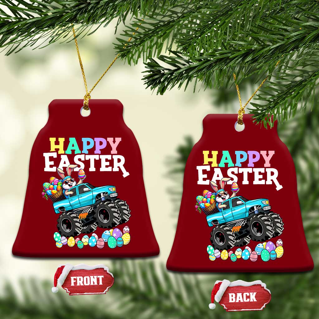 Boys Happy Easter Bunny Monster Truck Ceramic Ornament Eggs Cool Rabbit Car Lovers Toddler - Wonder Print Shop