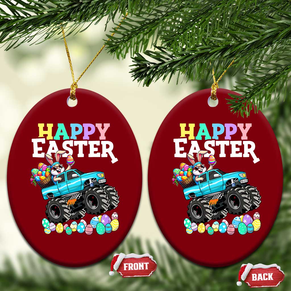Boys Happy Easter Bunny Monster Truck Ceramic Ornament Eggs Cool Rabbit Car Lovers Toddler - Wonder Print Shop