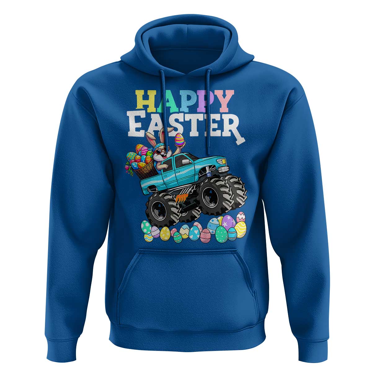 Boys Happy Easter Bunny Monster Truck Hoodie Eggs Cool Rabbit Car Lovers Toddler - Wonder Print Shop