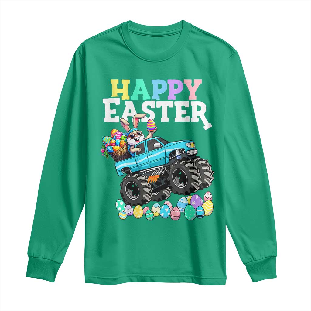 Boys Happy Easter Bunny Monster Truck Long Sleeve Shirt Eggs Cool Rabbit Car Lovers Toddler - Wonder Print Shop