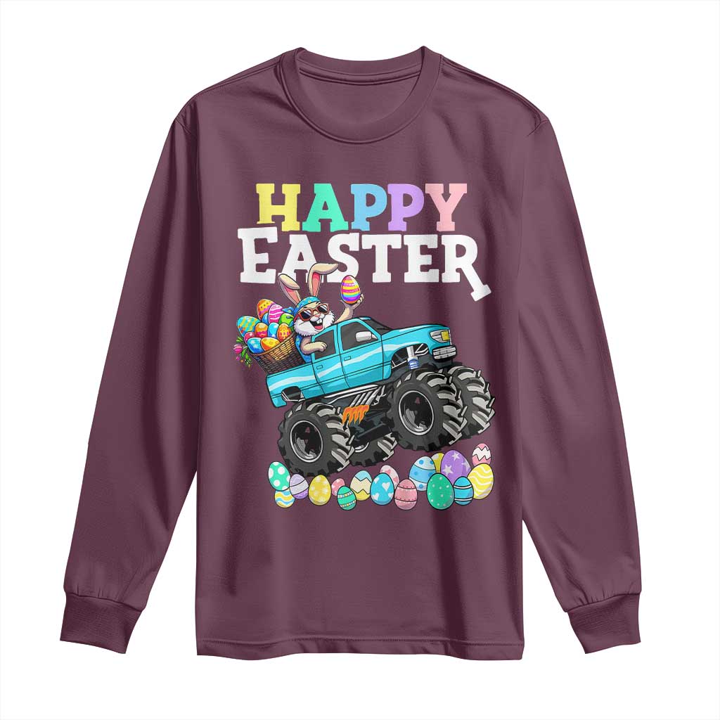 Boys Happy Easter Bunny Monster Truck Long Sleeve Shirt Eggs Cool Rabbit Car Lovers Toddler - Wonder Print Shop