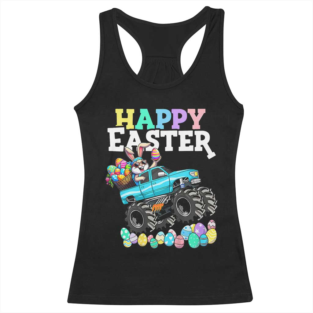 Boys Happy Easter Bunny Monster Truck Racerback Tank Top Eggs Cool Rabbit Car Lovers Toddler - Wonder Print Shop