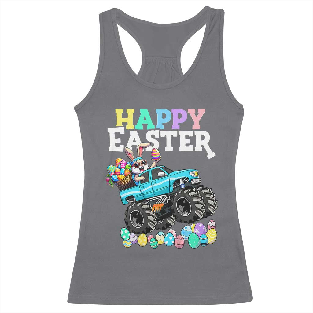 Boys Happy Easter Bunny Monster Truck Racerback Tank Top Eggs Cool Rabbit Car Lovers Toddler - Wonder Print Shop