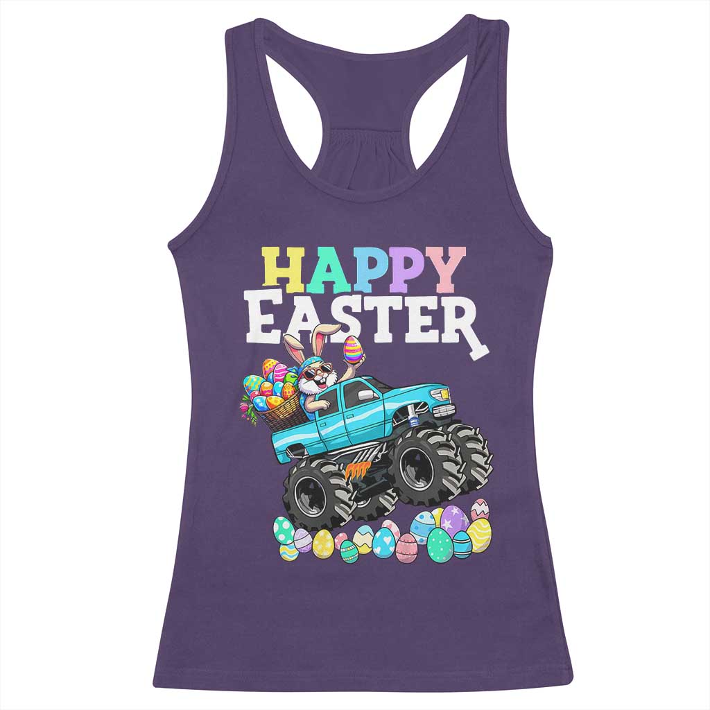 Boys Happy Easter Bunny Monster Truck Racerback Tank Top Eggs Cool Rabbit Car Lovers Toddler - Wonder Print Shop