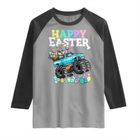 Boys Happy Easter Bunny Monster Truck Raglan Shirt Eggs Cool Rabbit Car Lovers Toddler - Wonder Print Shop