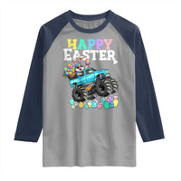 Boys Happy Easter Bunny Monster Truck Raglan Shirt Eggs Cool Rabbit Car Lovers Toddler - Wonder Print Shop