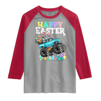 Boys Happy Easter Bunny Monster Truck Raglan Shirt Eggs Cool Rabbit Car Lovers Toddler - Wonder Print Shop