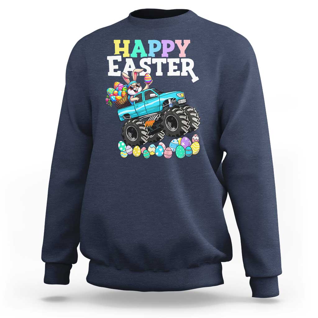 Boys Happy Easter Bunny Monster Truck Sweatshirt Eggs Cool Rabbit Car Lovers Toddler - Wonder Print Shop