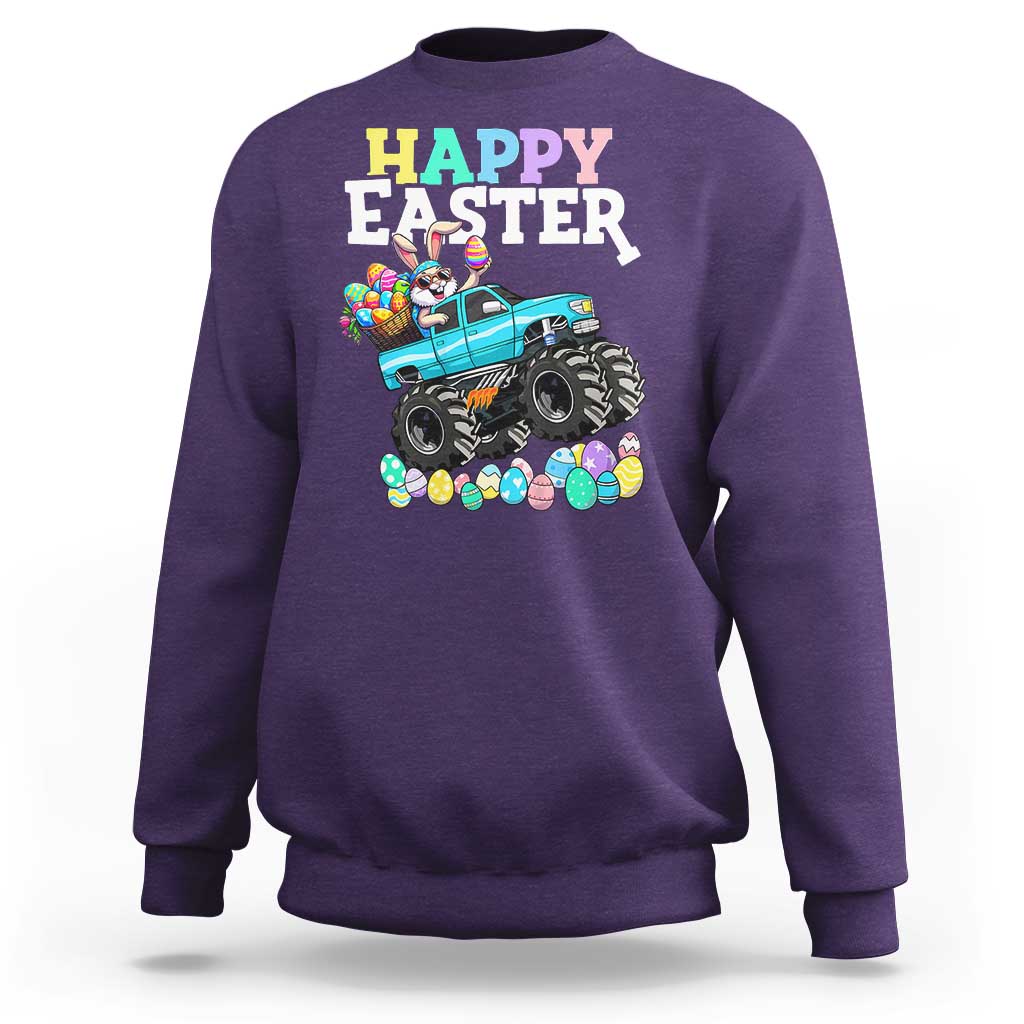 Boys Happy Easter Bunny Monster Truck Sweatshirt Eggs Cool Rabbit Car Lovers Toddler - Wonder Print Shop