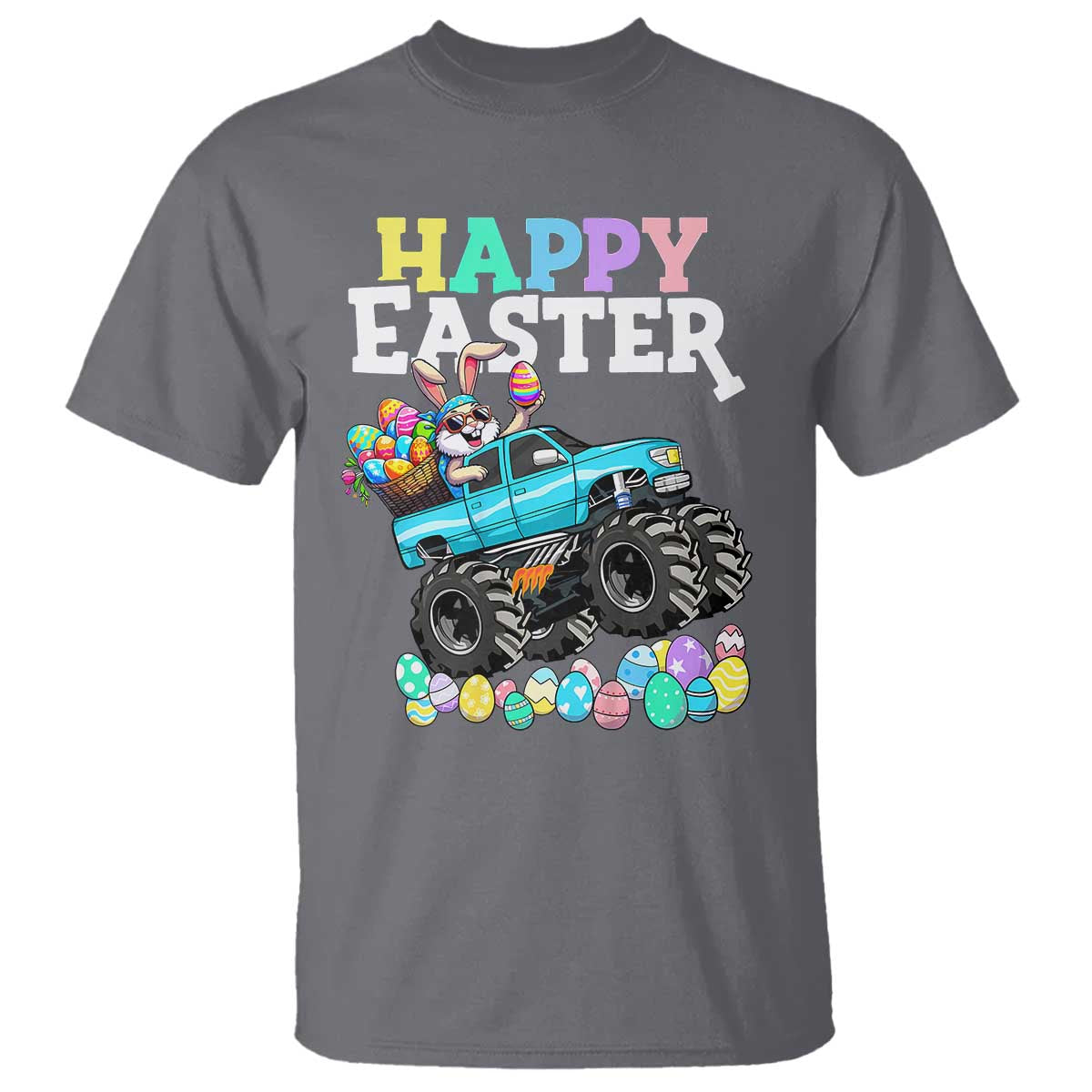 Boys Happy Easter Bunny Monster Truck T Shirt Eggs Cool Rabbit Car Lovers Toddler - Wonder Print Shop
