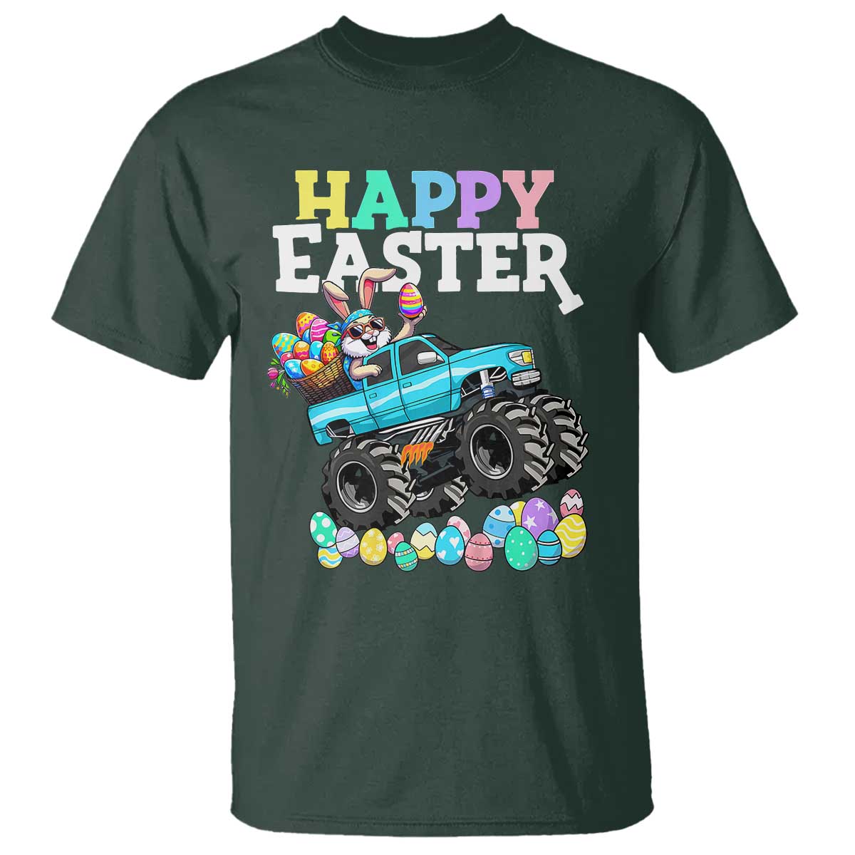 Boys Happy Easter Bunny Monster Truck T Shirt Eggs Cool Rabbit Car Lovers Toddler - Wonder Print Shop