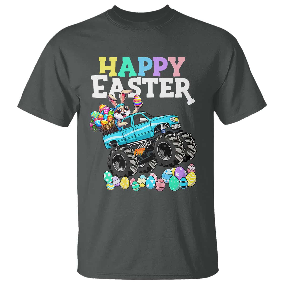 Boys Happy Easter Bunny Monster Truck T Shirt Eggs Cool Rabbit Car Lovers Toddler - Wonder Print Shop