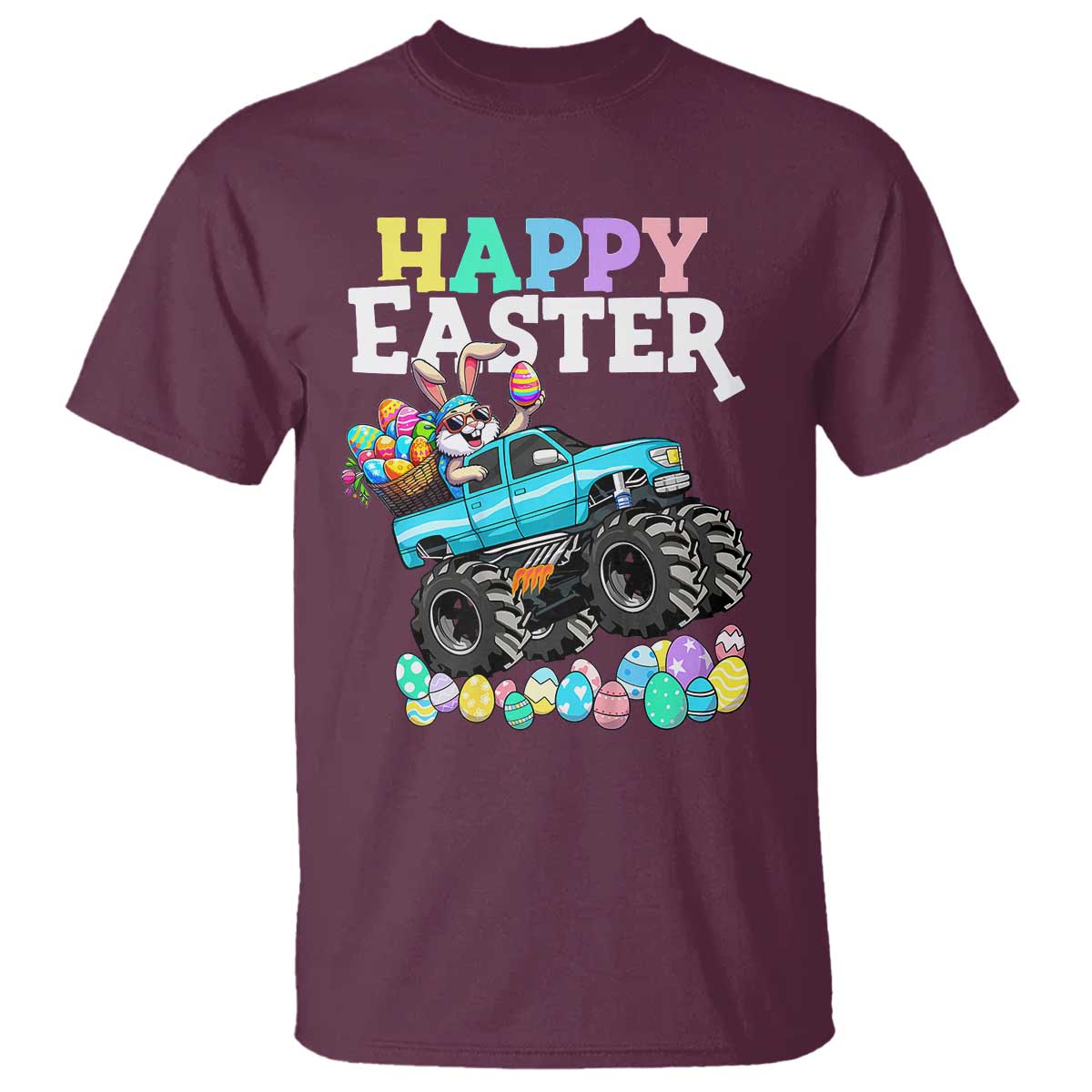 Boys Happy Easter Bunny Monster Truck T Shirt Eggs Cool Rabbit Car Lovers Toddler - Wonder Print Shop