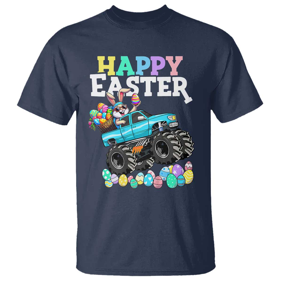 Boys Happy Easter Bunny Monster Truck T Shirt Eggs Cool Rabbit Car Lovers Toddler - Wonder Print Shop