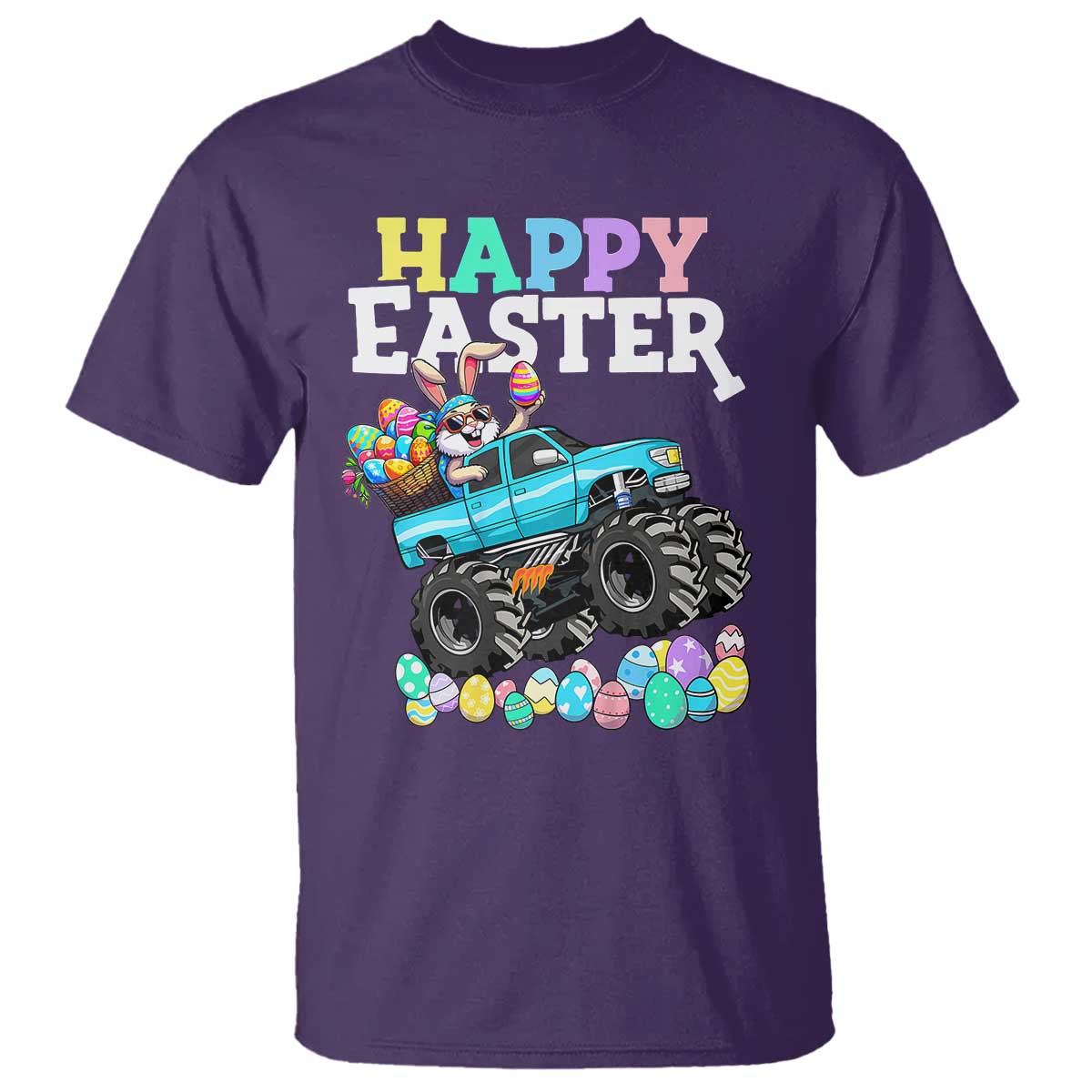 Boys Happy Easter Bunny Monster Truck T Shirt Eggs Cool Rabbit Car Lovers Toddler - Wonder Print Shop