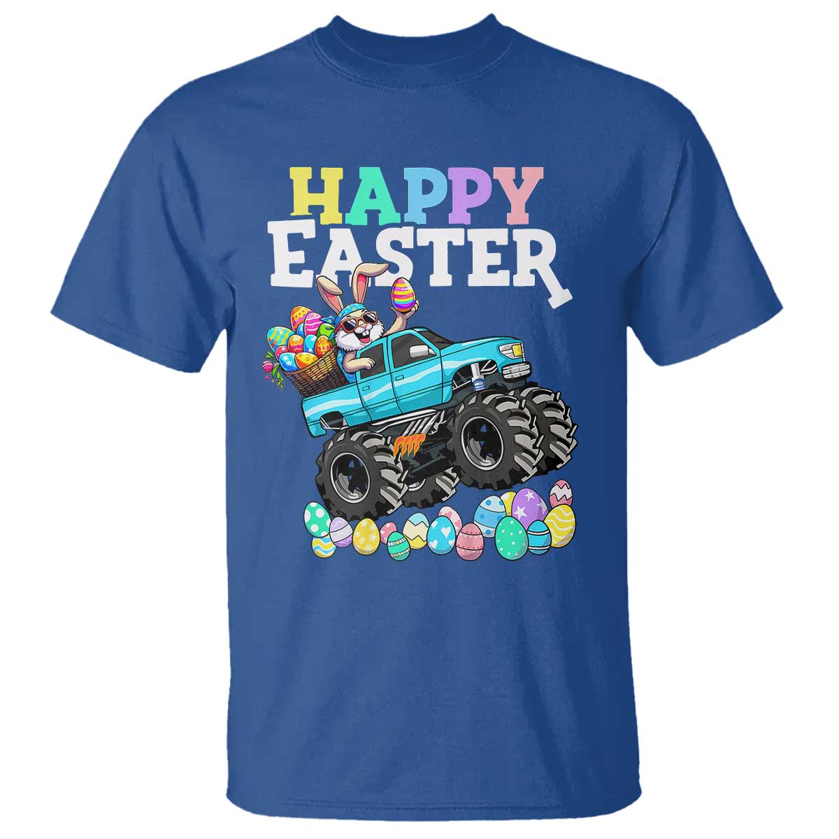 Boys Happy Easter Bunny Monster Truck T Shirt Eggs Cool Rabbit Car Lovers Toddler - Wonder Print Shop