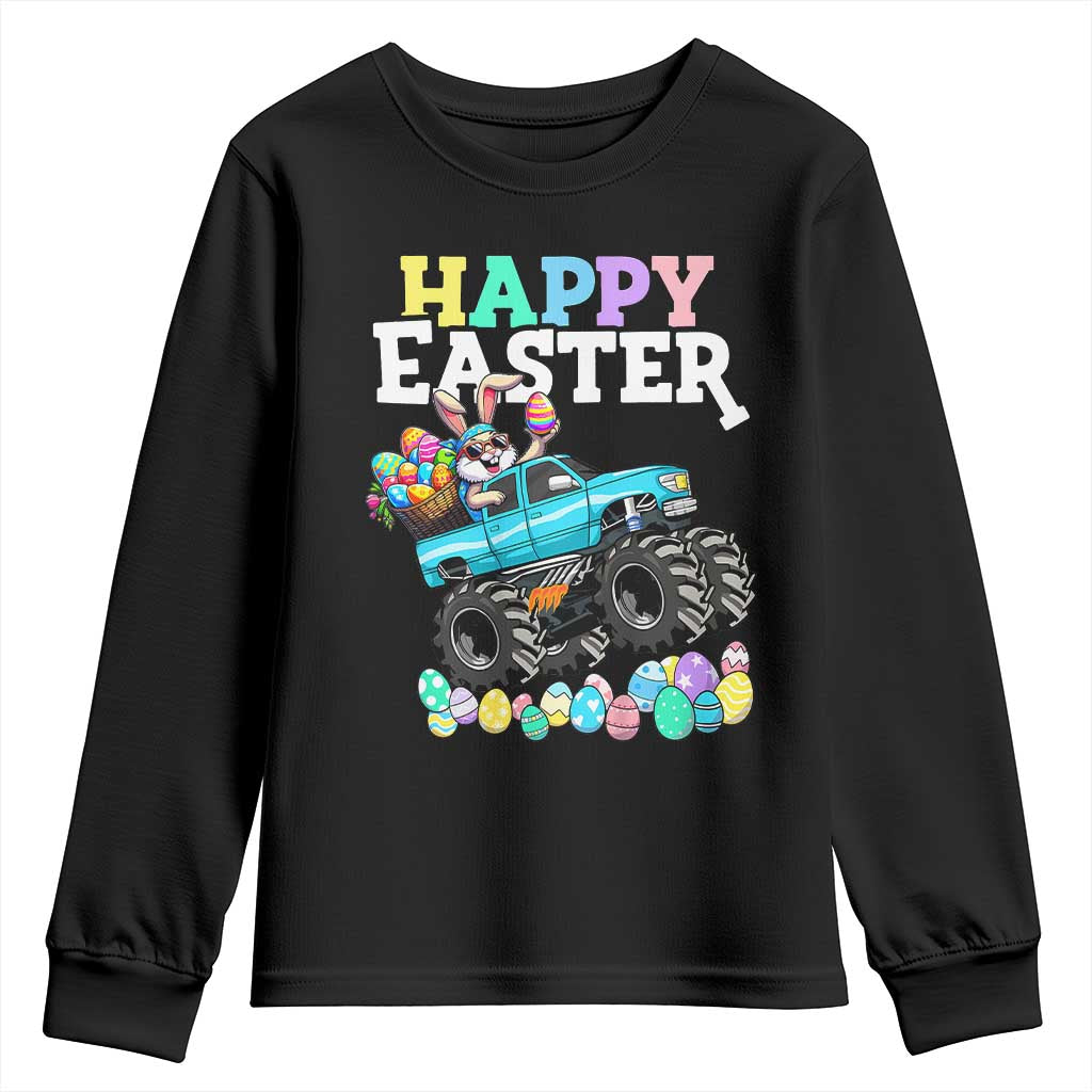 Boys Happy Easter Bunny Monster Truck Youth Sweatshirt Eggs Cool Rabbit Car Lovers Toddler - Wonder Print Shop