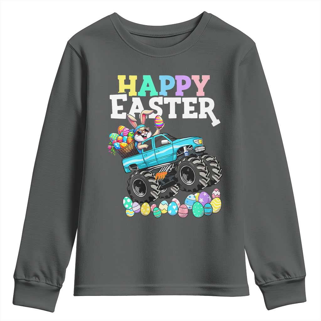 Boys Happy Easter Bunny Monster Truck Youth Sweatshirt Eggs Cool Rabbit Car Lovers Toddler - Wonder Print Shop