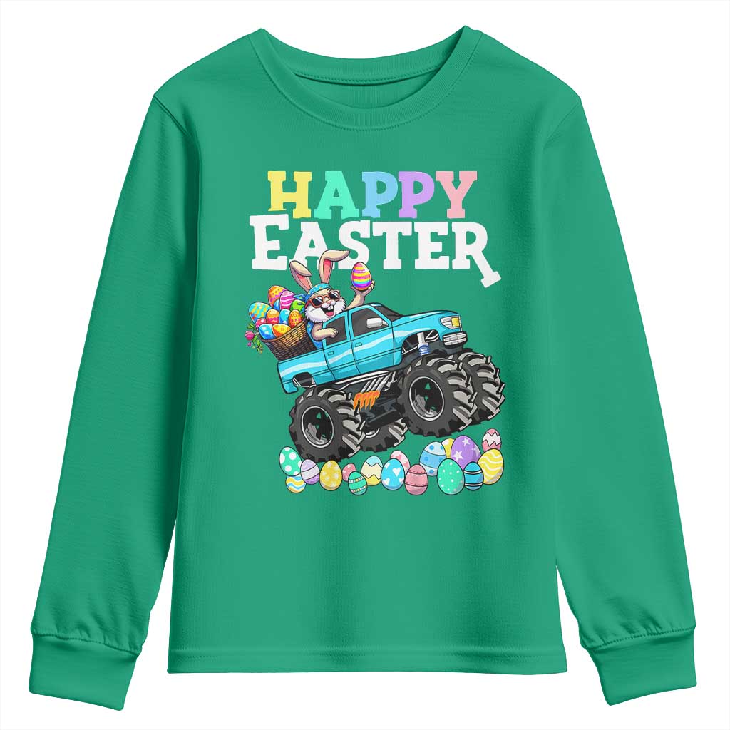 Boys Happy Easter Bunny Monster Truck Youth Sweatshirt Eggs Cool Rabbit Car Lovers Toddler - Wonder Print Shop