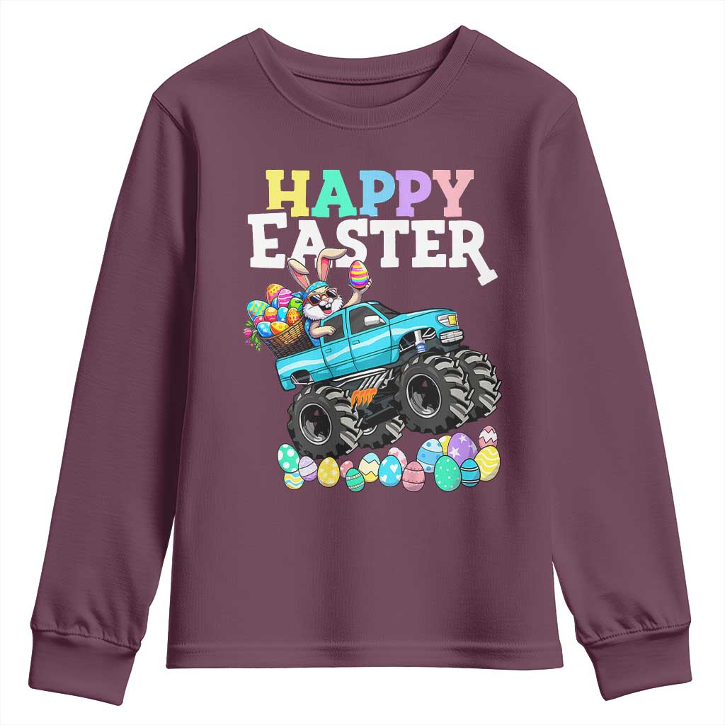 Boys Happy Easter Bunny Monster Truck Youth Sweatshirt Eggs Cool Rabbit Car Lovers Toddler - Wonder Print Shop