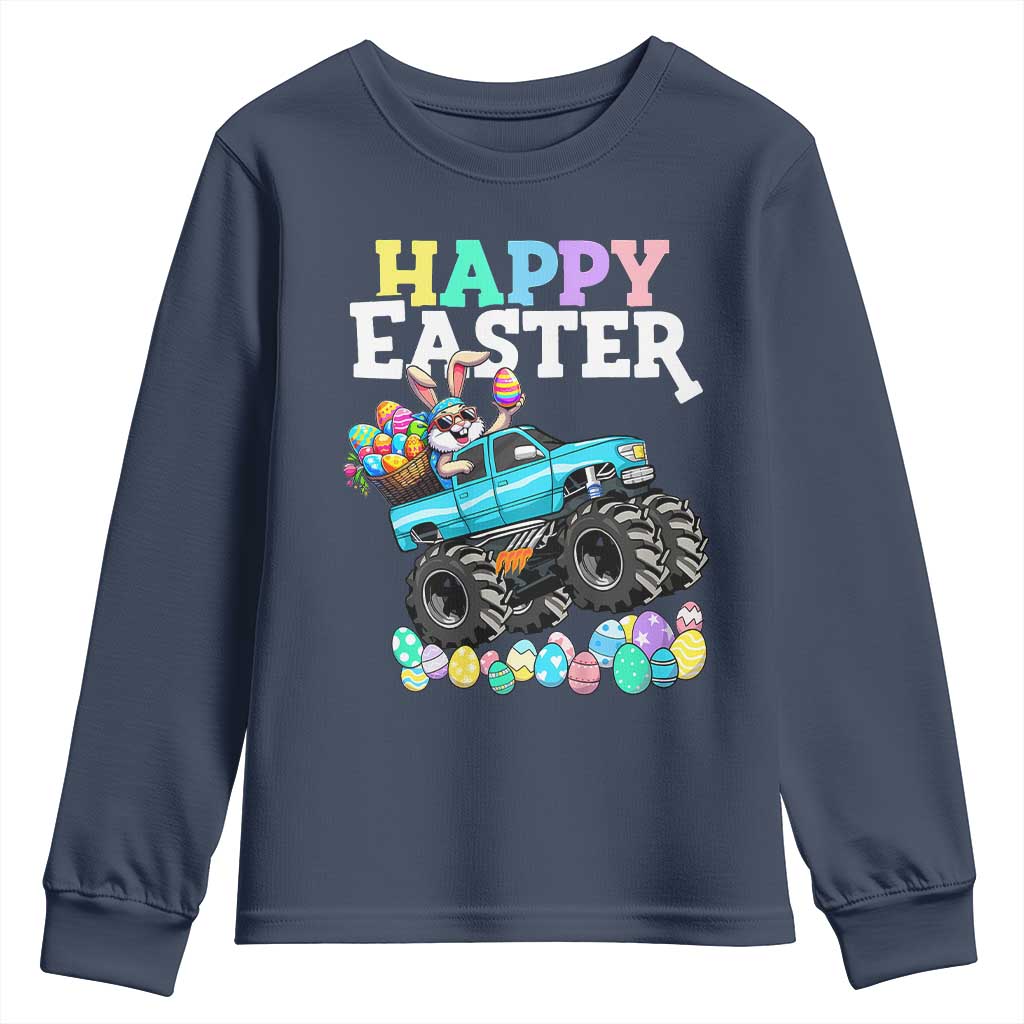 Boys Happy Easter Bunny Monster Truck Youth Sweatshirt Eggs Cool Rabbit Car Lovers Toddler - Wonder Print Shop