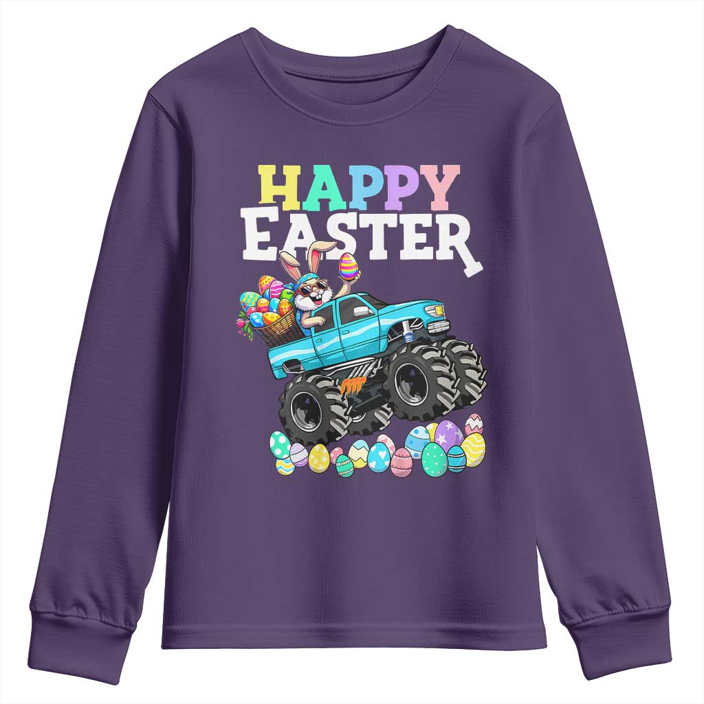Boys Happy Easter Bunny Monster Truck Youth Sweatshirt Eggs Cool Rabbit Car Lovers Toddler - Wonder Print Shop