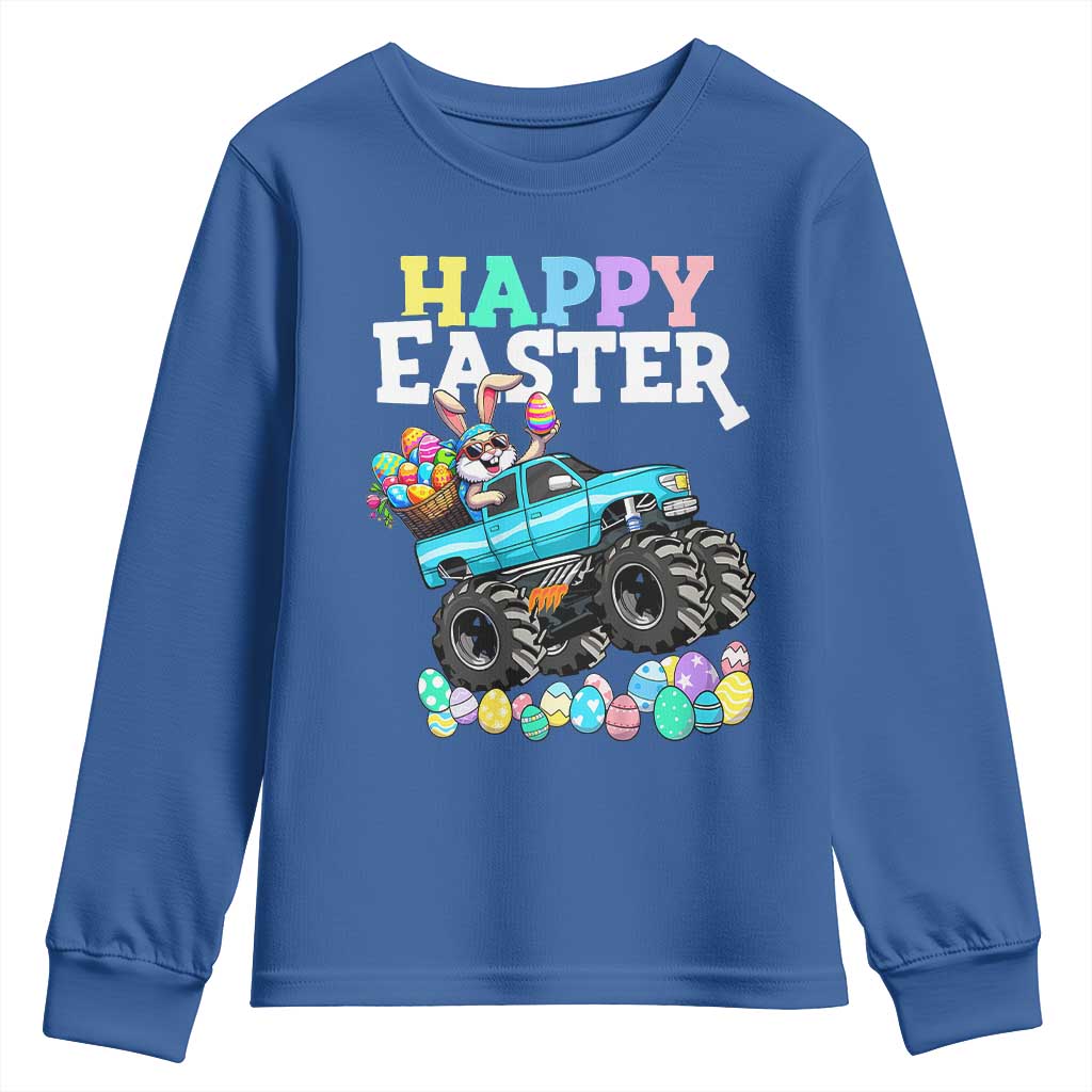 Boys Happy Easter Bunny Monster Truck Youth Sweatshirt Eggs Cool Rabbit Car Lovers Toddler - Wonder Print Shop