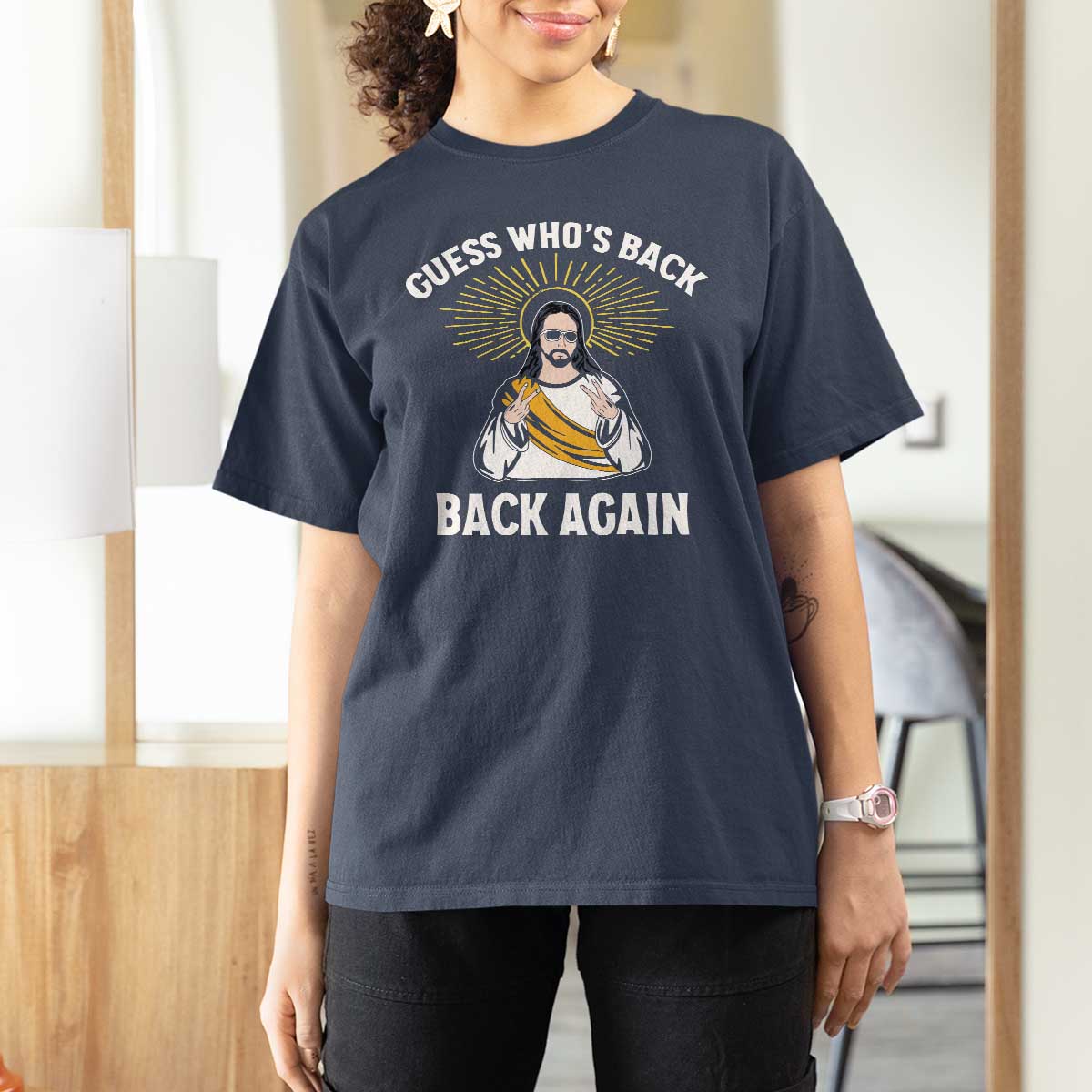 Guess Whos Back T Shirt For Women Funny Easter Jesus