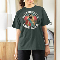 Funny Easter Jesus T Shirt For Women Retro Vintage Guess Whos Back Again - Wonder Print Shop