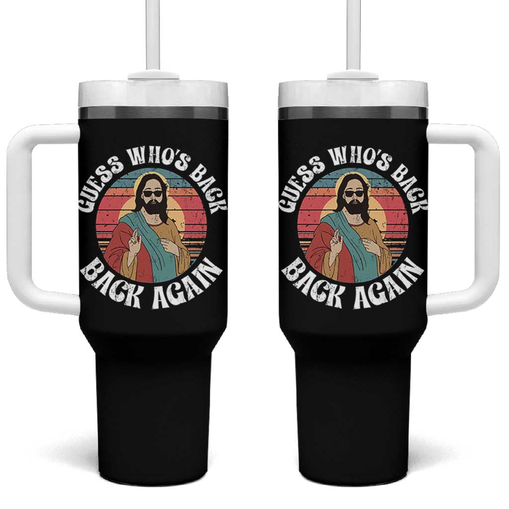 Funny Easter Jesus Tumbler With Handle Retro Vintage Guess Whos Back Again - Wonder Print Shop