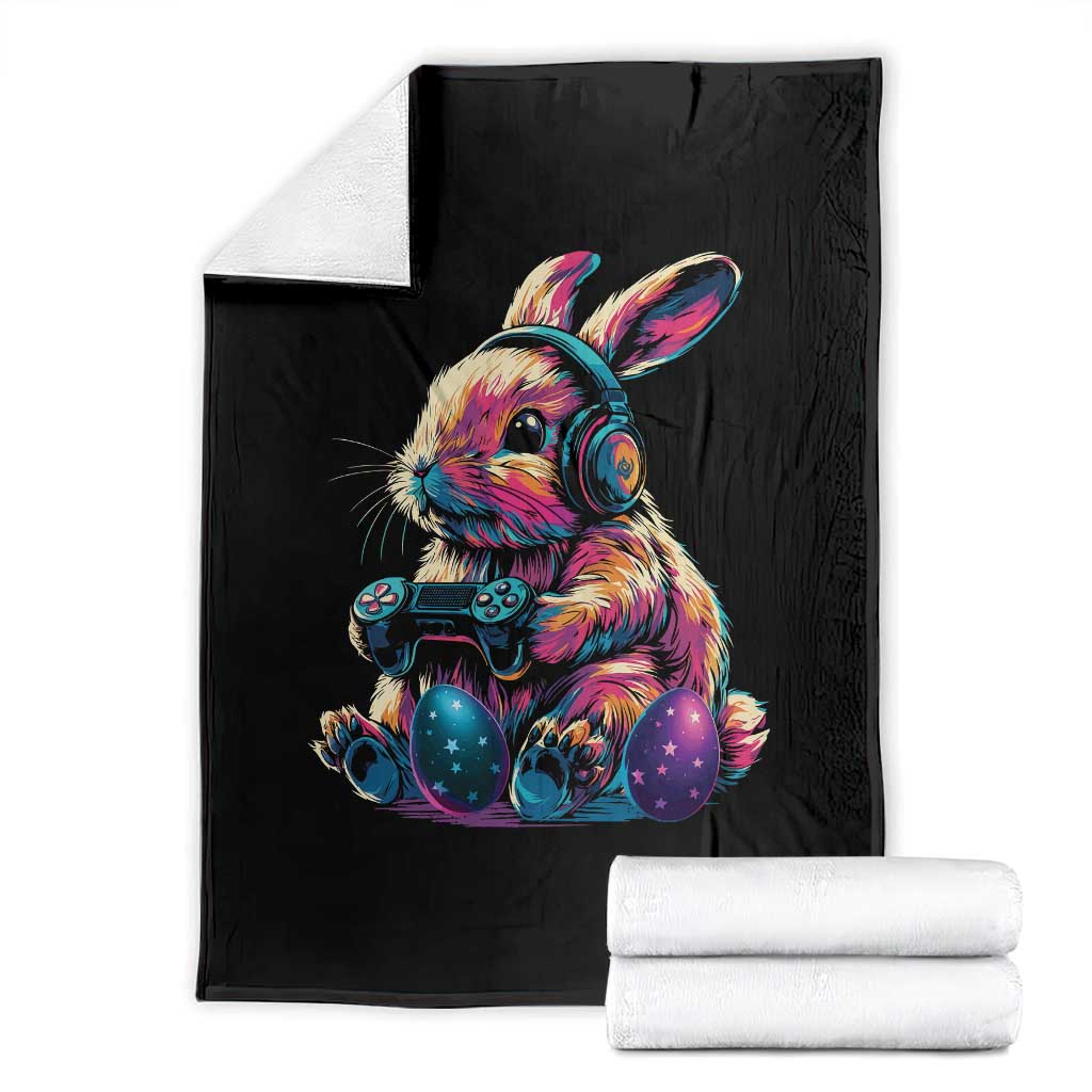 Gamer Rabbit Throw Blanket Cute Bunny Gaming Eggs Funny Video Games Easter - Wonder Print Shop
