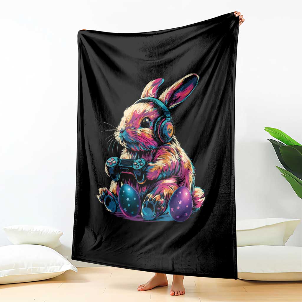 Gamer Rabbit Throw Blanket Cute Bunny Gaming Eggs Funny Video Games Easter - Wonder Print Shop
