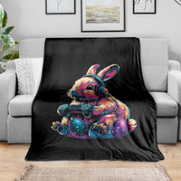Gamer Rabbit Throw Blanket Cute Bunny Gaming Eggs Funny Video Games Easter - Wonder Print Shop