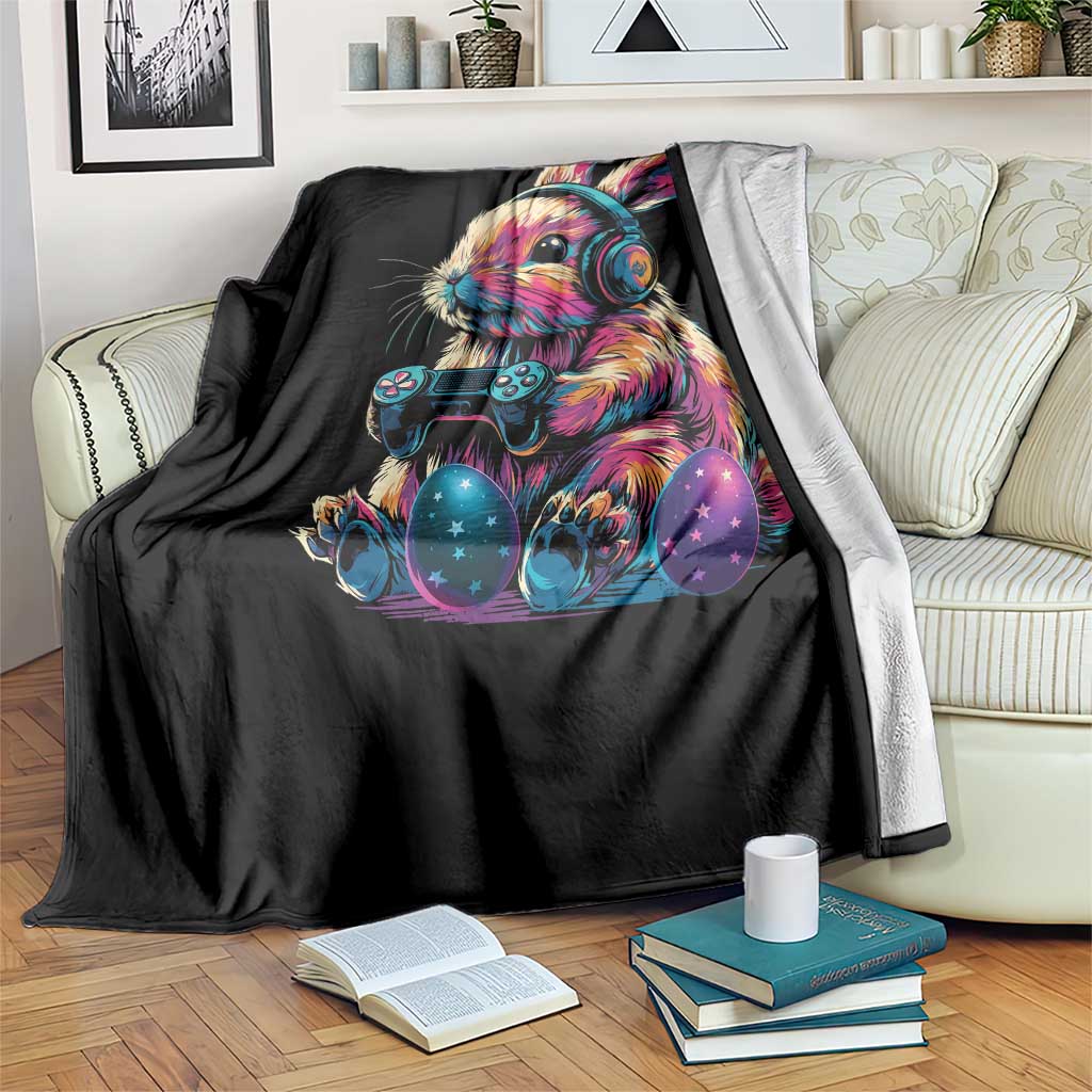 Gamer Rabbit Throw Blanket Cute Bunny Gaming Eggs Funny Video Games Easter - Wonder Print Shop