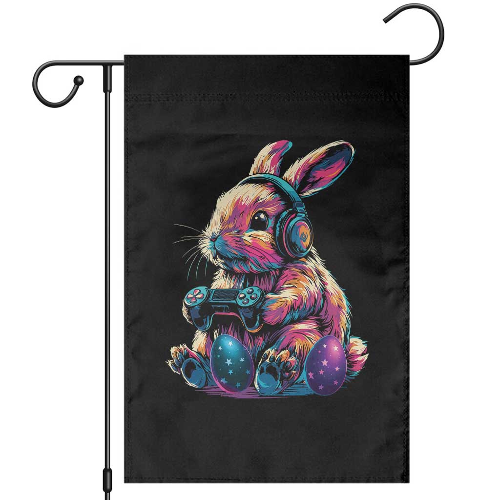 Gamer Rabbit Garden Flag Cute Bunny Gaming Eggs Funny Video Games Easter - Wonder Print Shop