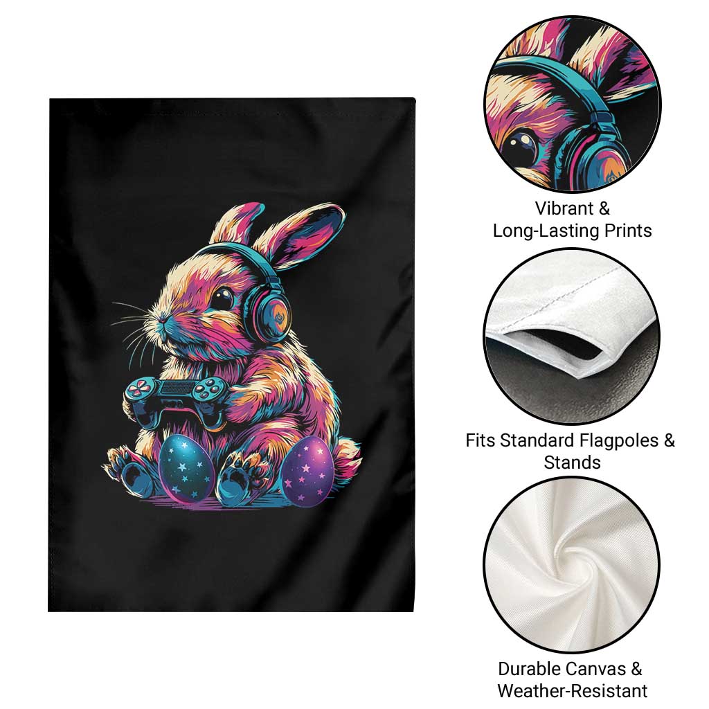 Gamer Rabbit Garden Flag Cute Bunny Gaming Eggs Funny Video Games Easter - Wonder Print Shop
