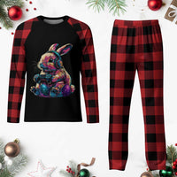 Gamer Rabbit Plaid Pajama Set Cute Bunny Gaming Eggs Funny Video Games Easter - Wonder Print Shop