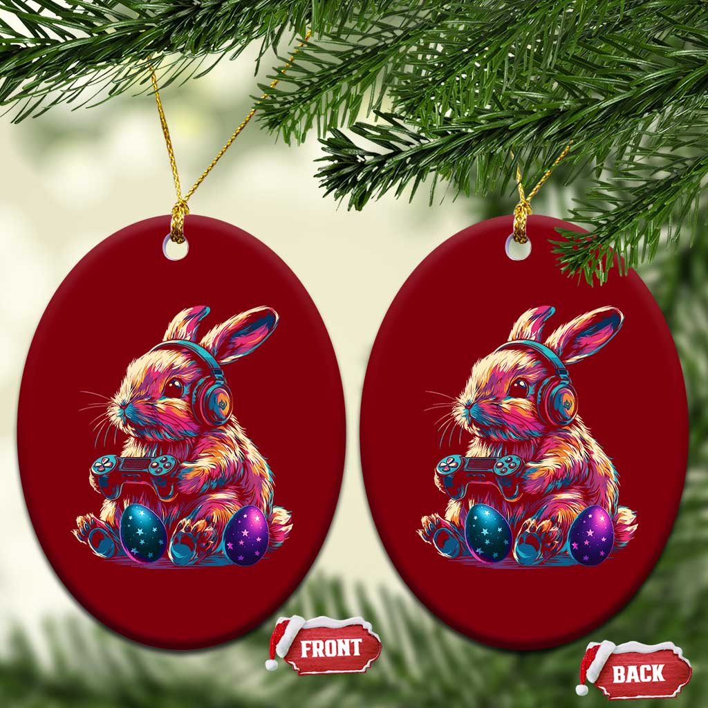 Gamer Rabbit Ceramic Ornament Cute Bunny Gaming Eggs Funny Video Games Easter - Wonder Print Shop