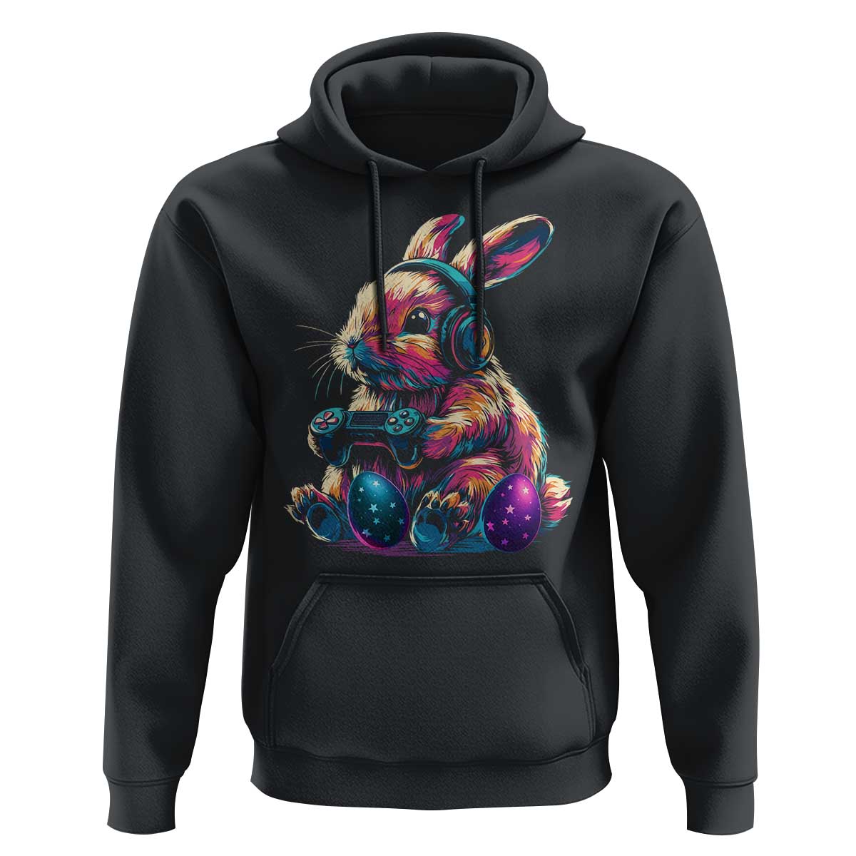 Gamer Rabbit Hoodie Cute Bunny Gaming Eggs Funny Video Games Easter - Wonder Print Shop