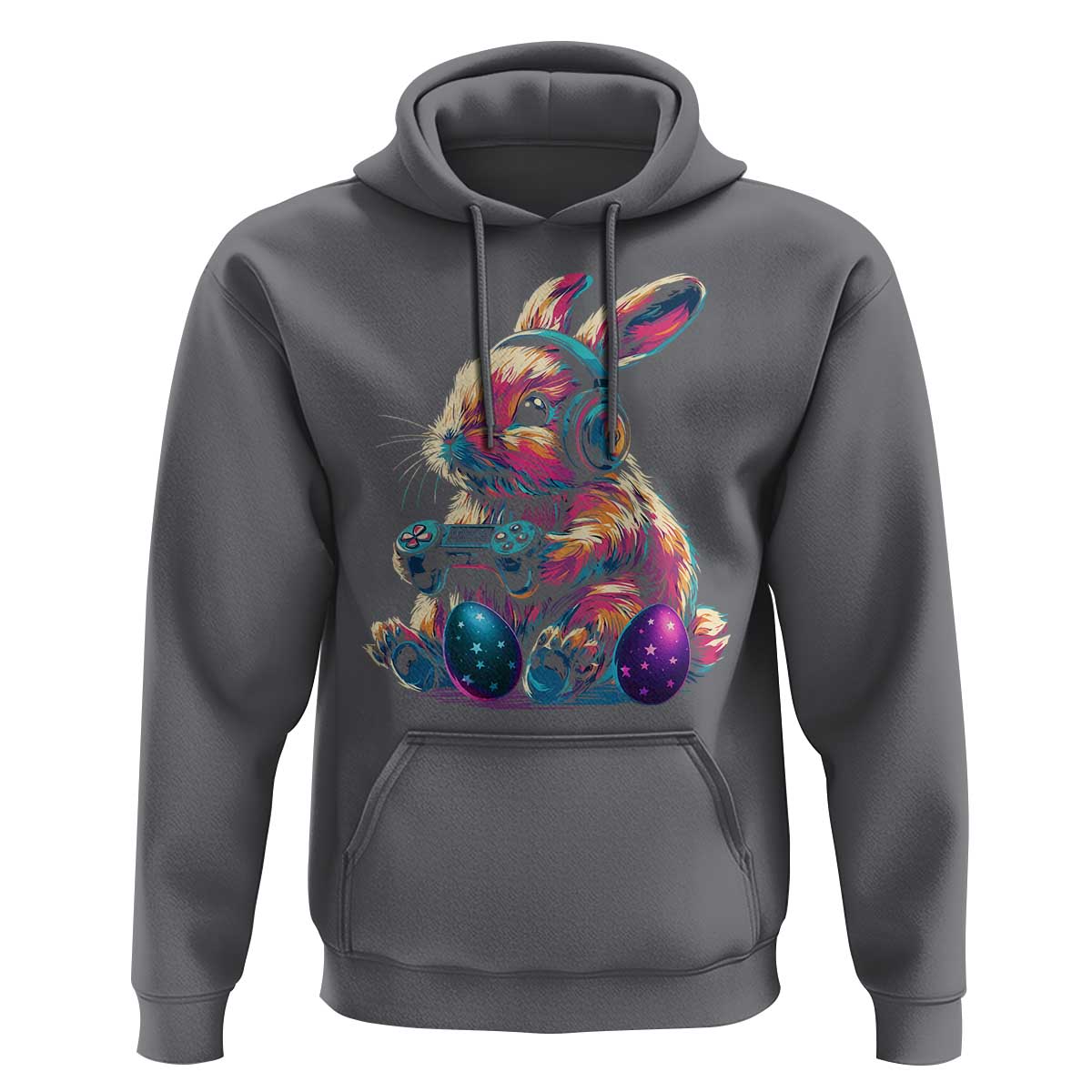 Gamer Rabbit Hoodie Cute Bunny Gaming Eggs Funny Video Games Easter - Wonder Print Shop