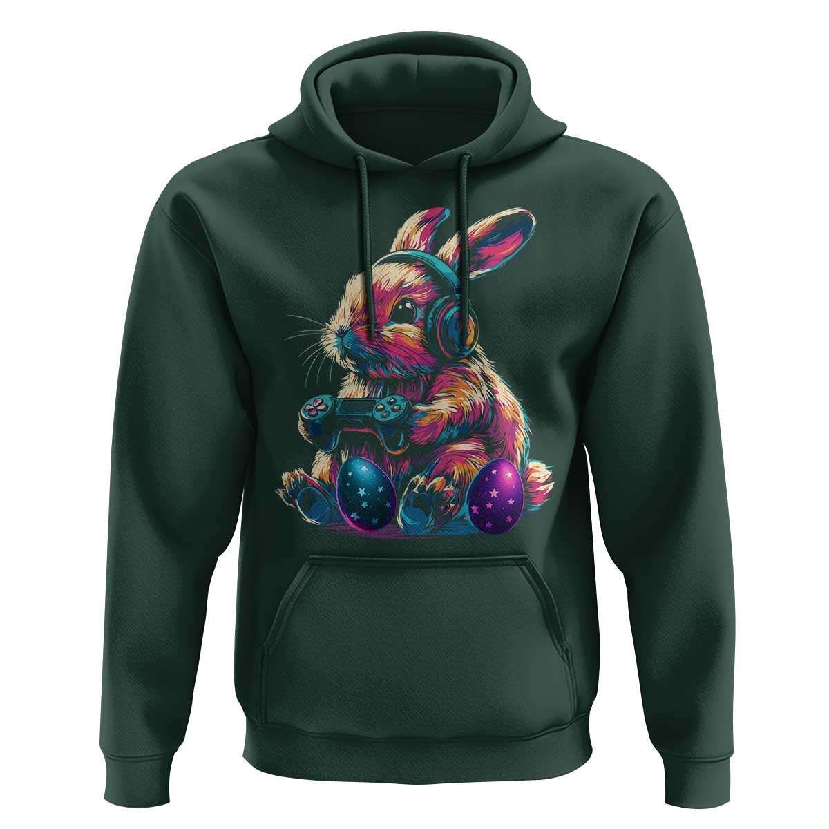 Gamer Rabbit Hoodie Cute Bunny Gaming Eggs Funny Video Games Easter - Wonder Print Shop