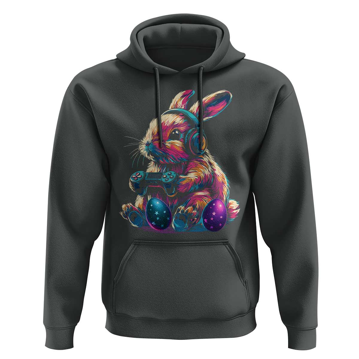 Gamer Rabbit Hoodie Cute Bunny Gaming Eggs Funny Video Games Easter - Wonder Print Shop