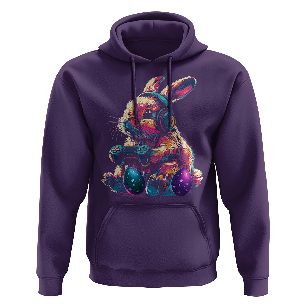 Gamer Rabbit Hoodie Cute Bunny Gaming Eggs Funny Video Games Easter - Wonder Print Shop