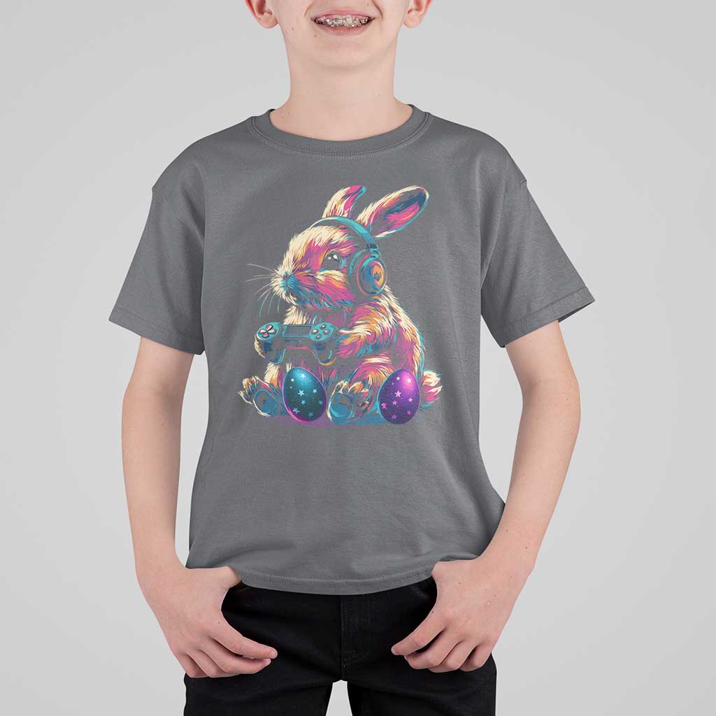 Gamer Rabbit T Shirt For Kid Cute Bunny Gaming Eggs Funny Video Games Easter - Wonder Print Shop